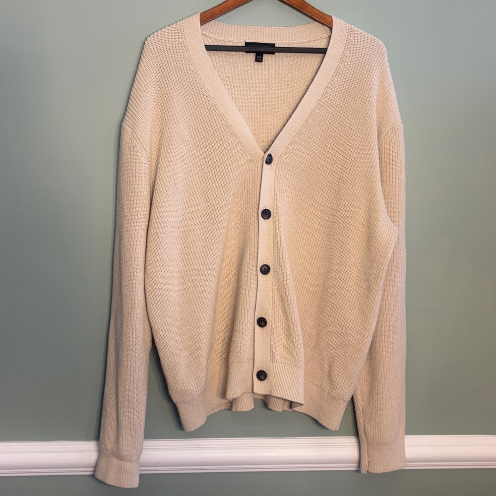 Banana Republic Size XXL Cream Knit Long Cardigan Cotton & Linen Blend